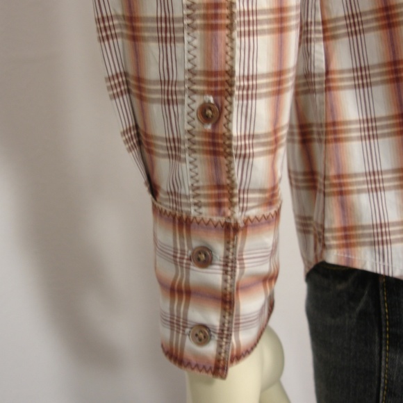 JOHN VARVATOS STAR USA PLAIDS WESTERN SHIRT M - Picture 7 of 8